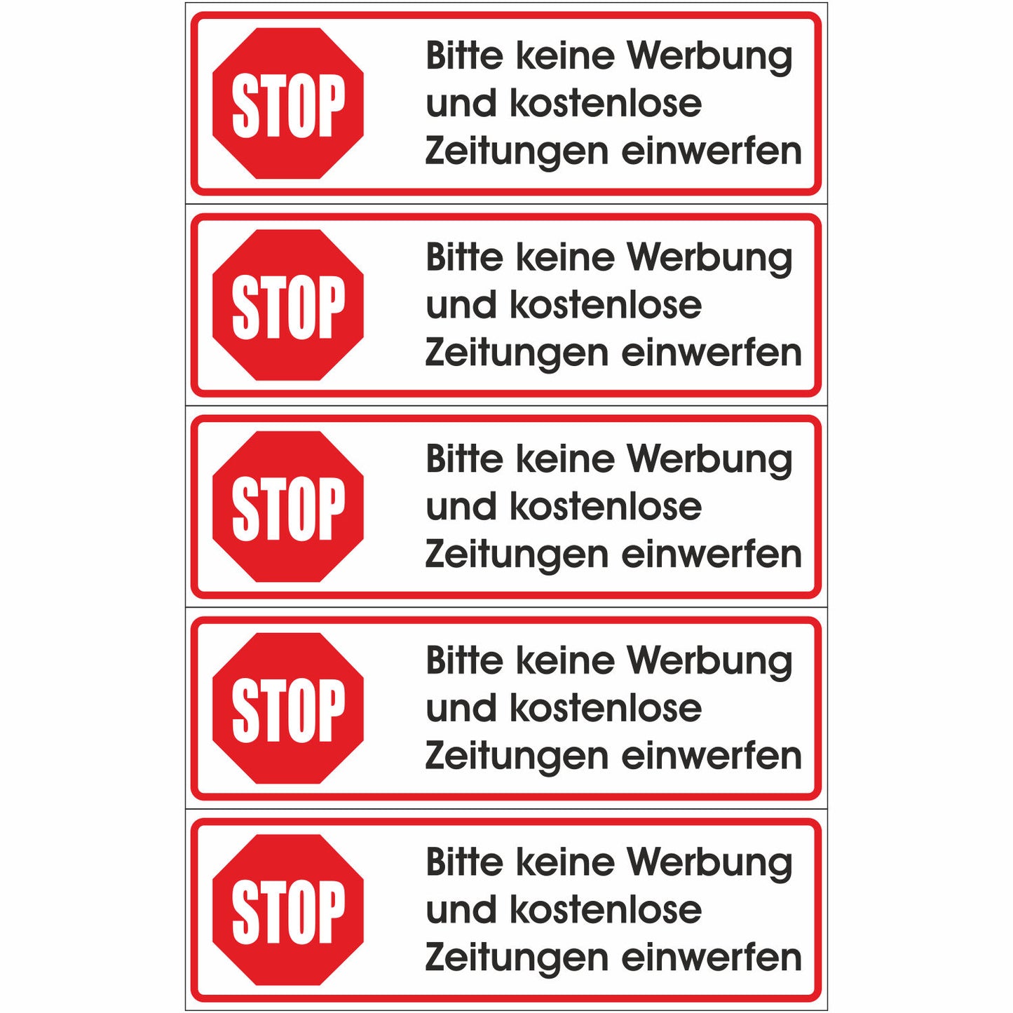 STOP Briefkasten Aufkleber - Keine Werbung! - 70x20 mm FL10