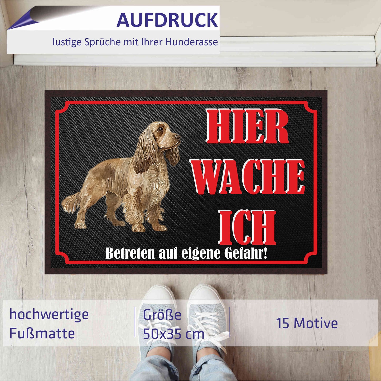 Fussmatte Hund - Englisch Cocker Spaniel - 50x35 cm mit lustigem Spruch