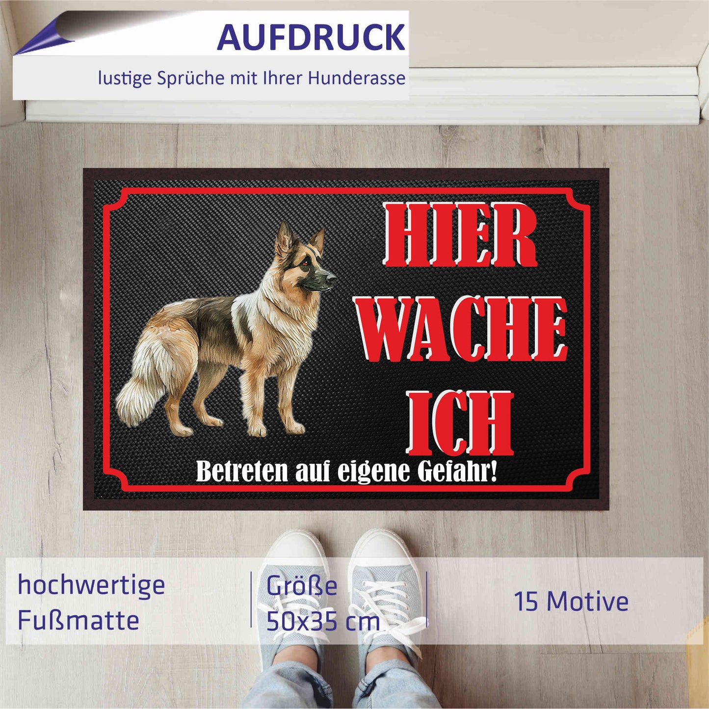 Fussmatte Hund - Deutscher Schäferhund - 50x35 cm mit lustigem Spruch