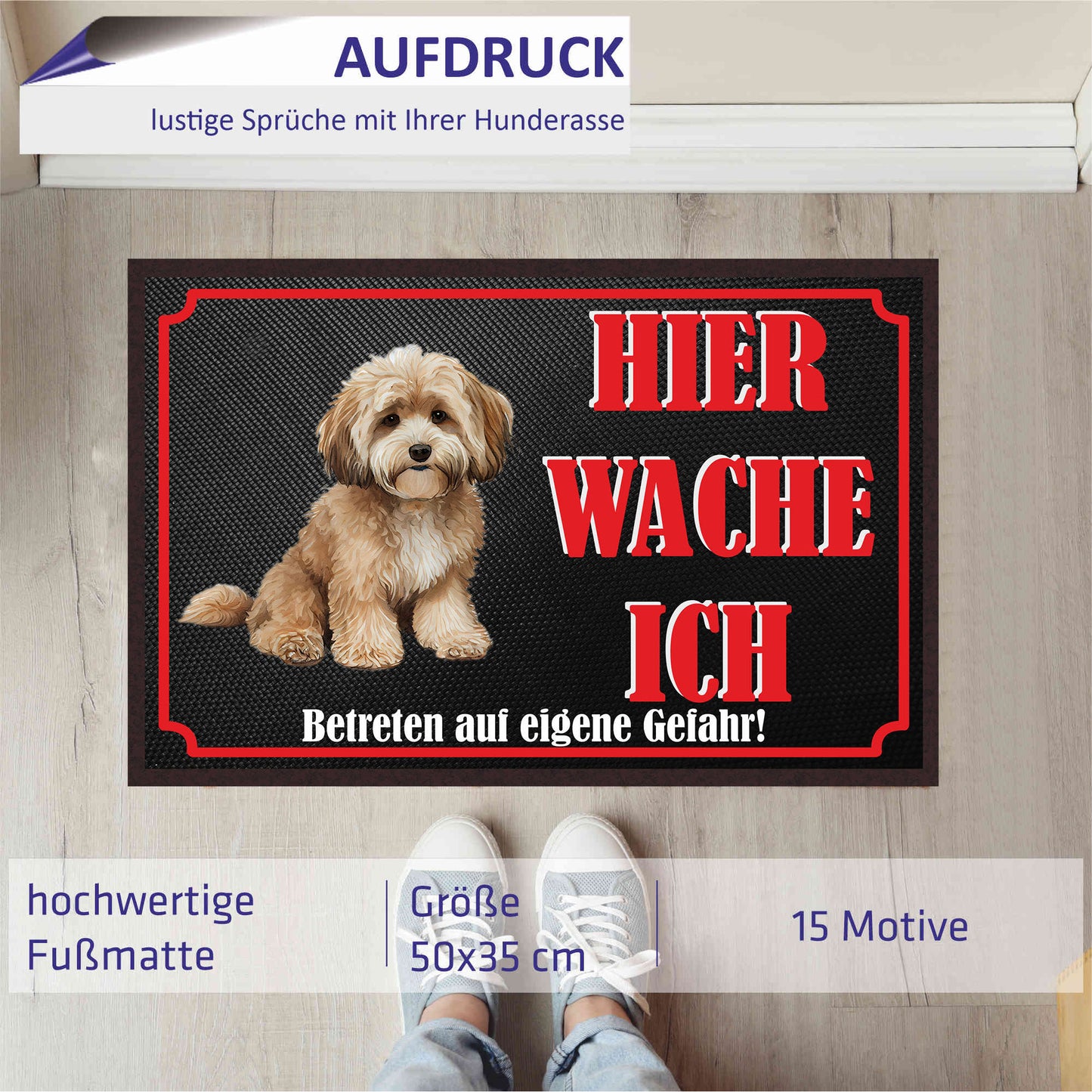 Fussmatte Hund - Maltipoo - 50x35 cm mit lustigem Spruch