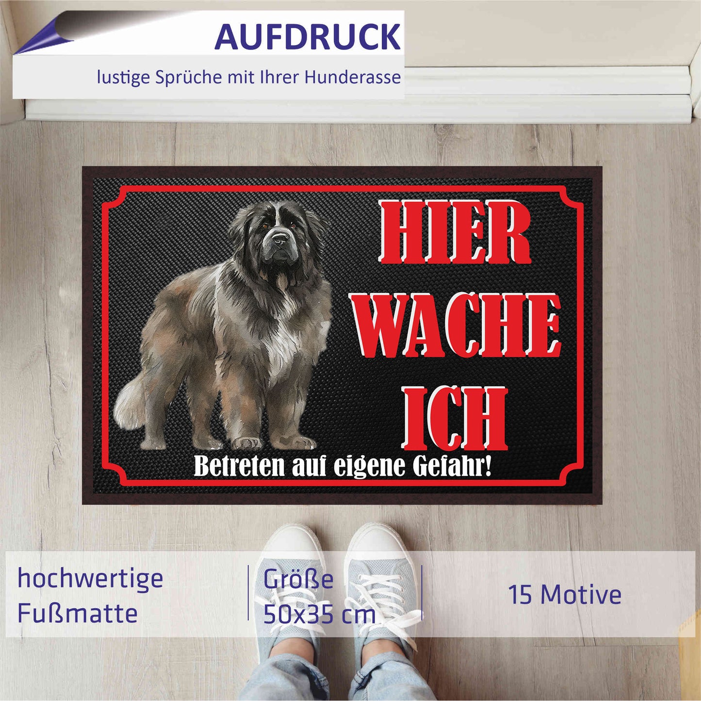 Fussmatte Hund - Neufundländer - 50x35 cm mit lustigem Spruch