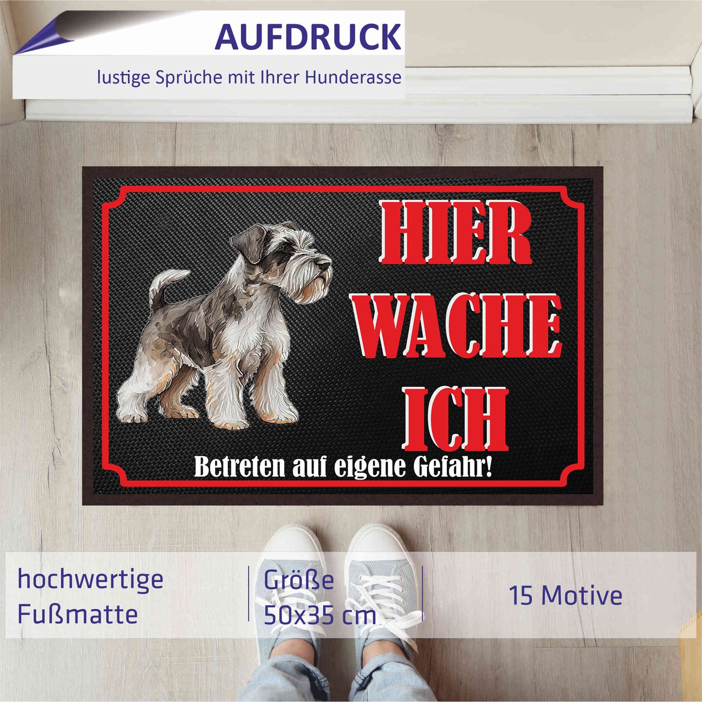 Fussmatte Hund - Schnauzer - 50x35 cm mit lustigem Spruch