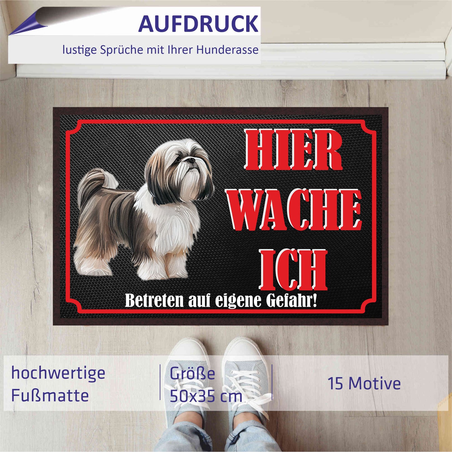 Fussmatte Hund - Shih Tzu - 50x35 cm mit lustigem Spruch