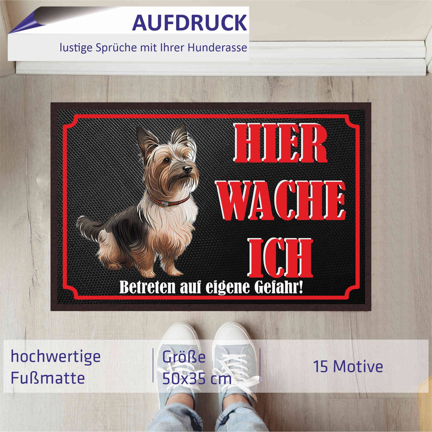 Fussmatte Hund - Yorkshire Terrier - 50x35 cm mit lustigem Spruch