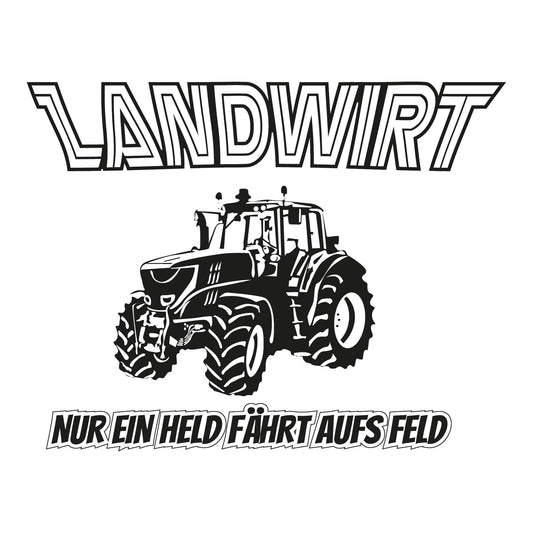 Autoaufkleber - Nur ein Held fährt aufs Feld - Landwirt Bauer Traktor - 130x100mm