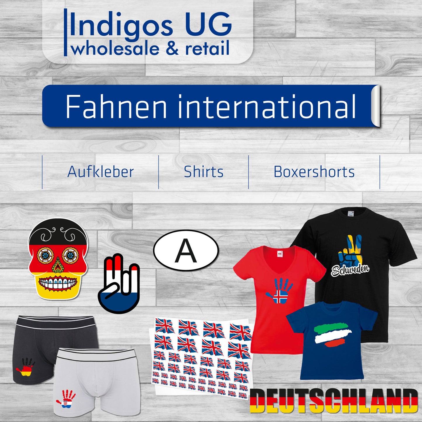 INDIGOS UG - T-Shirt Herren - Neuseeland - Schriftzug - Fussball