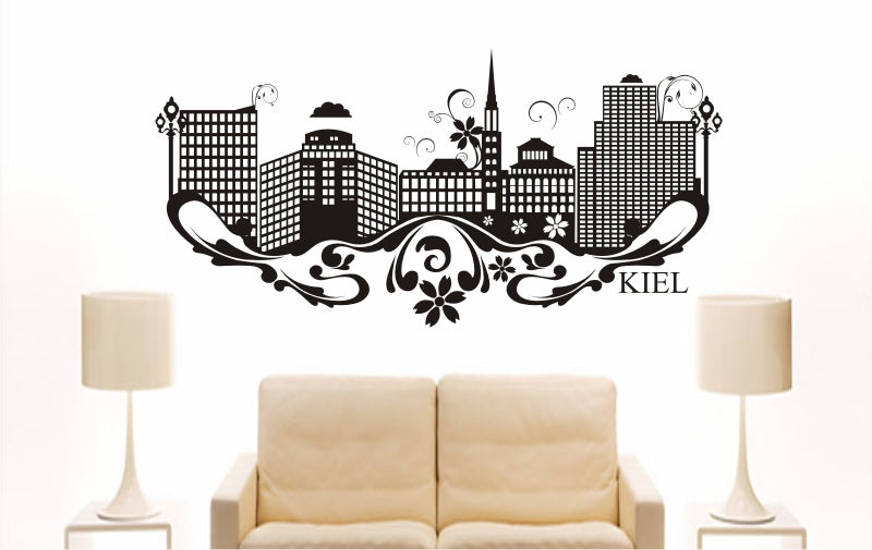 WANDTATTOO e811 Skyline Stadt - Kiel (Deutschland) Design 3