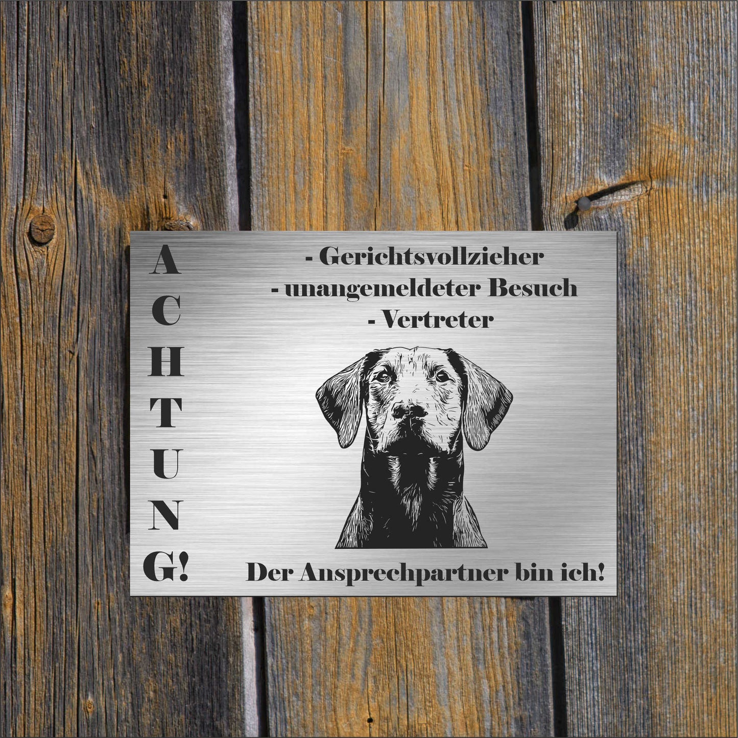 Pitbull - Schild bedruckt - Alu-Dibond Edelstahl Look