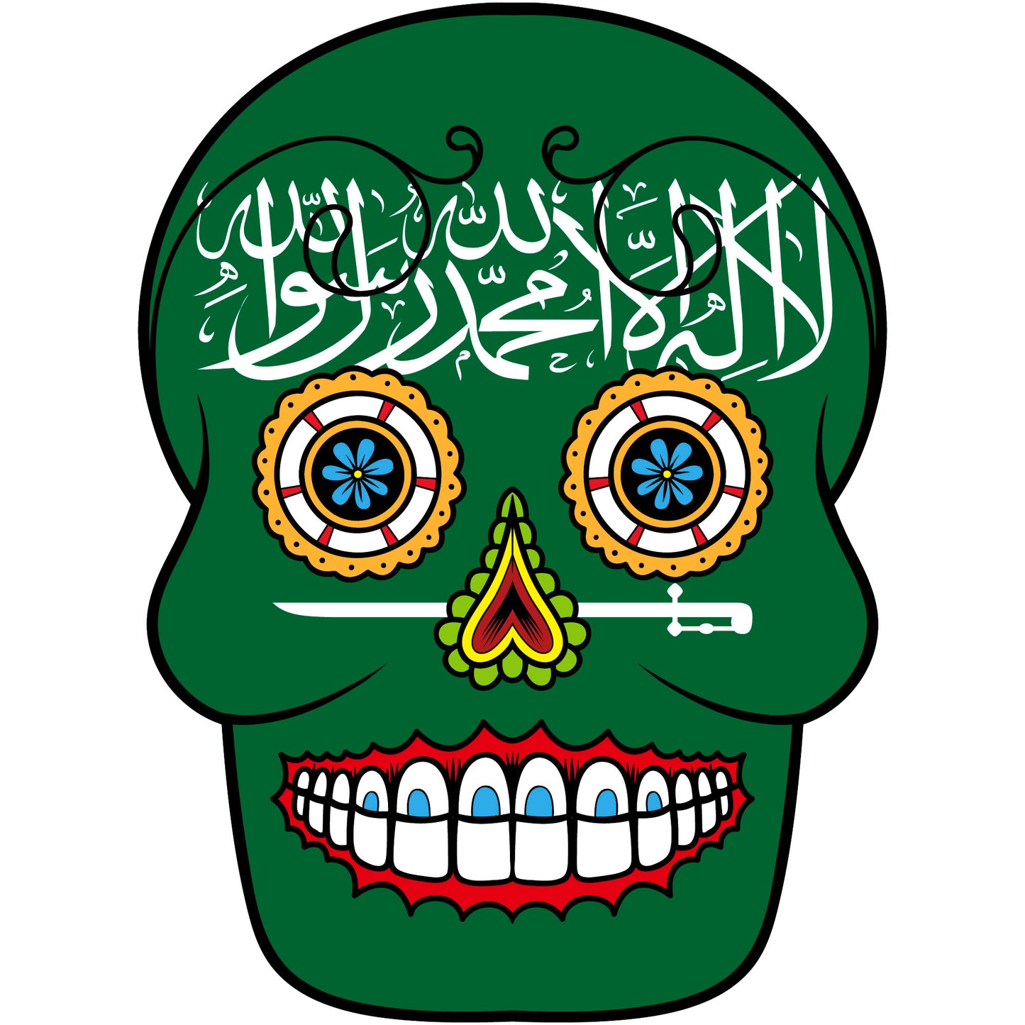 Aufkleber - Autoaufkleber - Saudi-Arabien - Skull Totenkopf - 20x27cm - Heckscheibenaufkleber