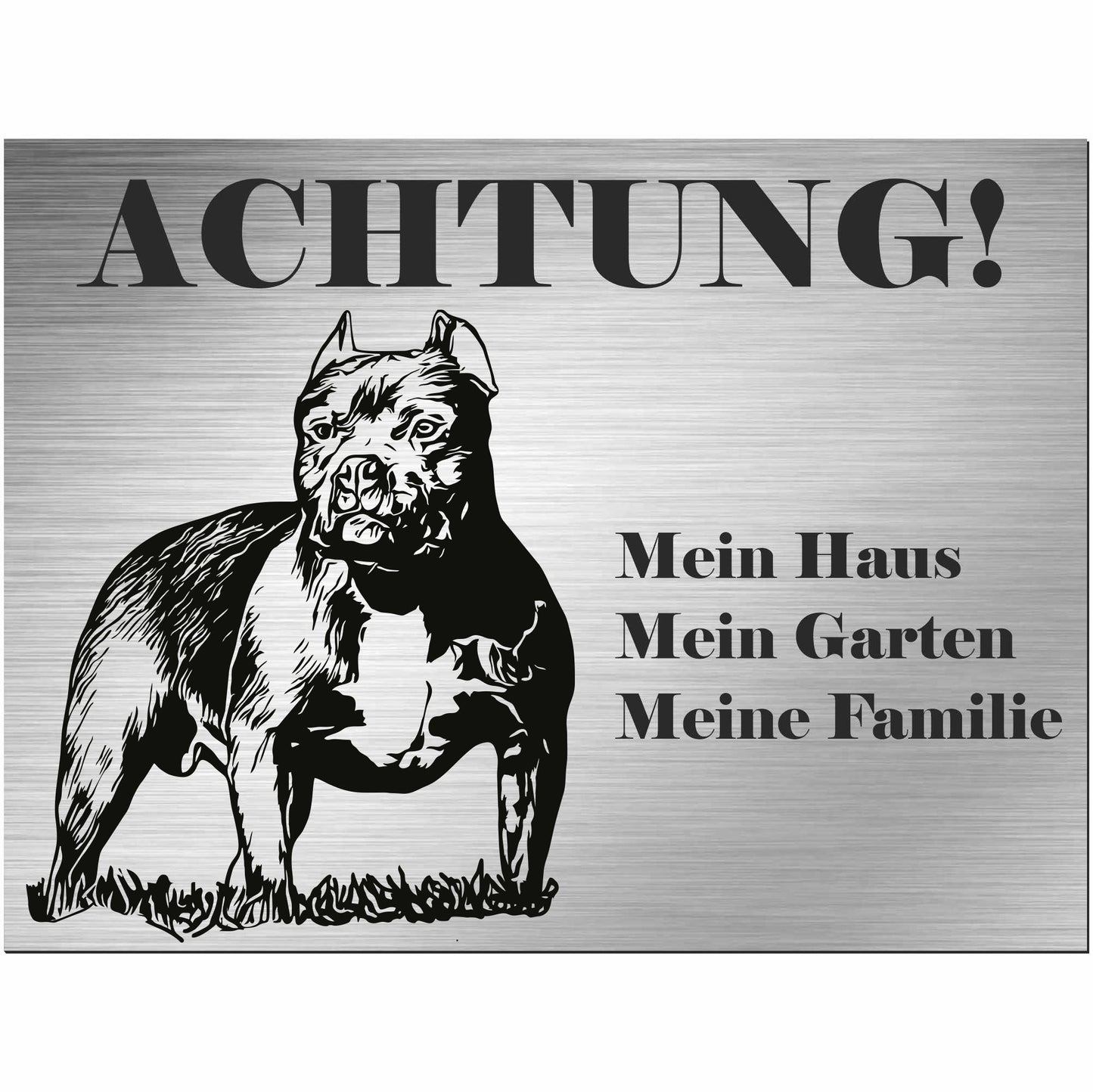 Pitbull - Schild bedruckt - Alu-Dibond Edelstahl Look